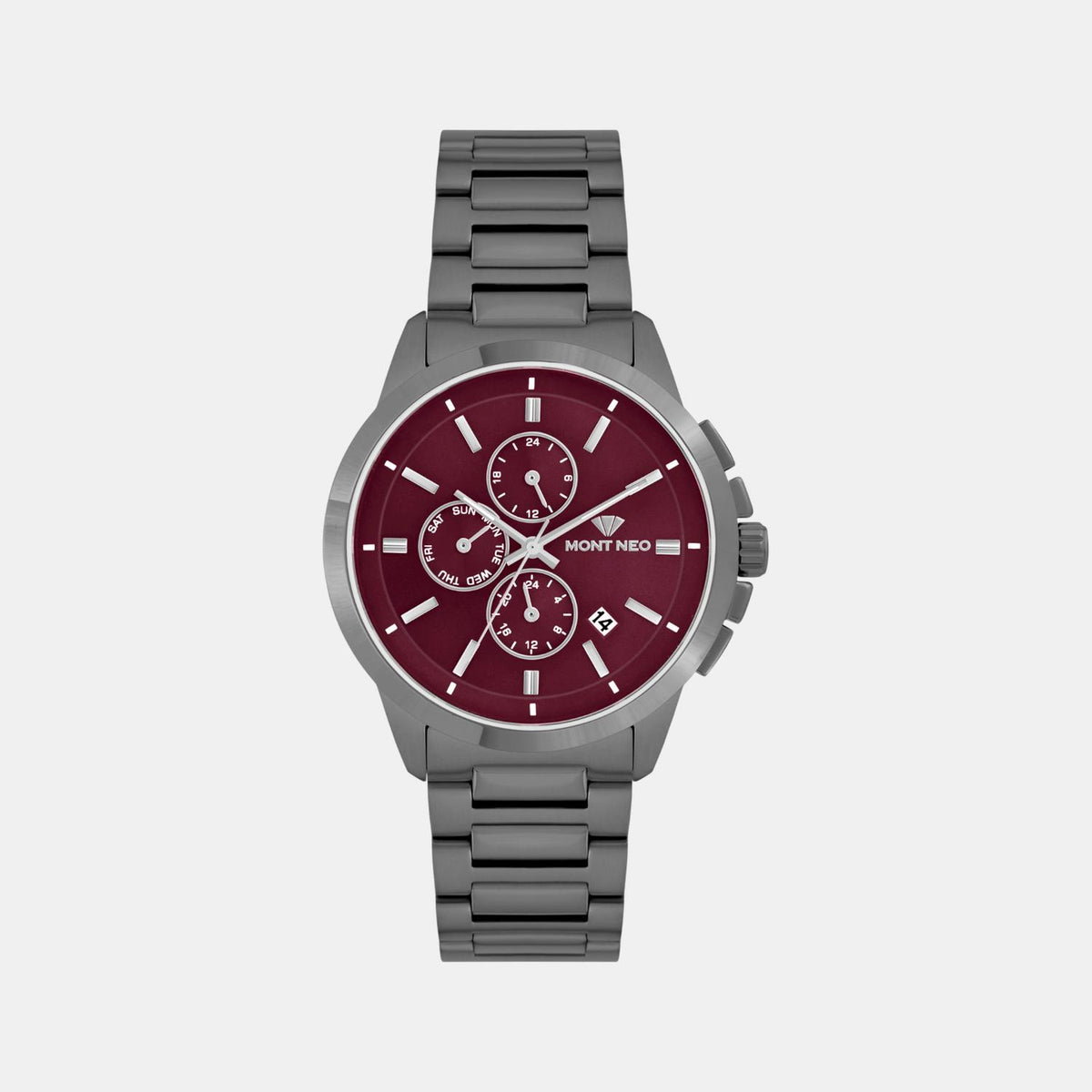 Men Quartz Red Dial Analog Stainless Steel Watch G1051M-M8812