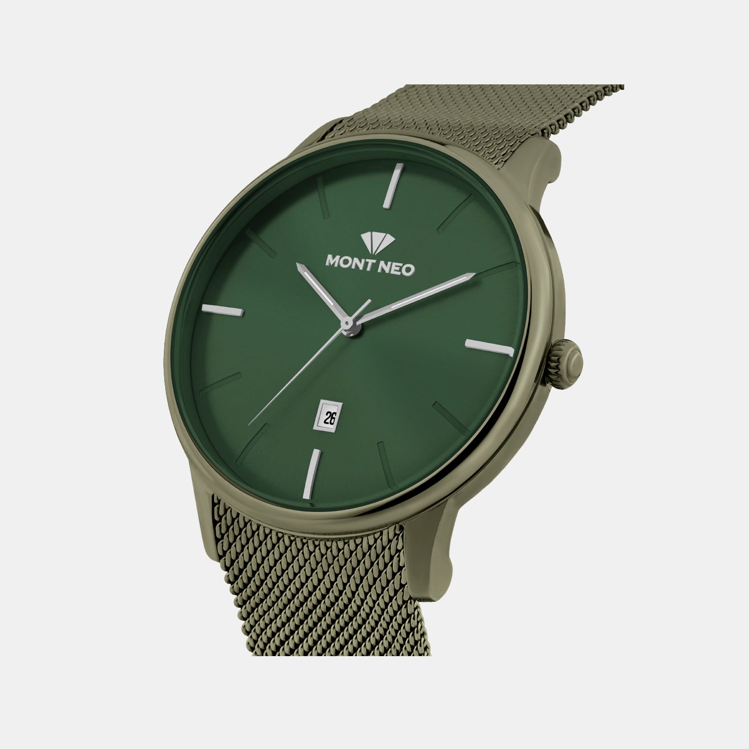 Men Quartz Green Dial Analog Mesh Watch G1052E-B101014