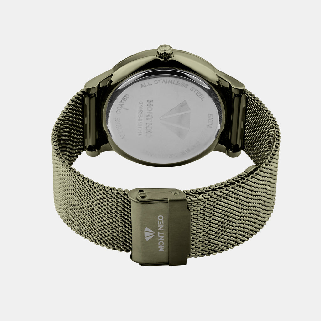 Men Quartz Green Dial Analog Mesh Watch G1052E-B101014