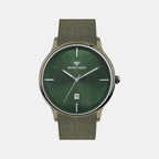 Men Quartz Green Dial Analog Mesh Watch G1052E-B101014