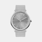 Men Quartz Silver Dial Analog Mesh Watch G1052E-B1103