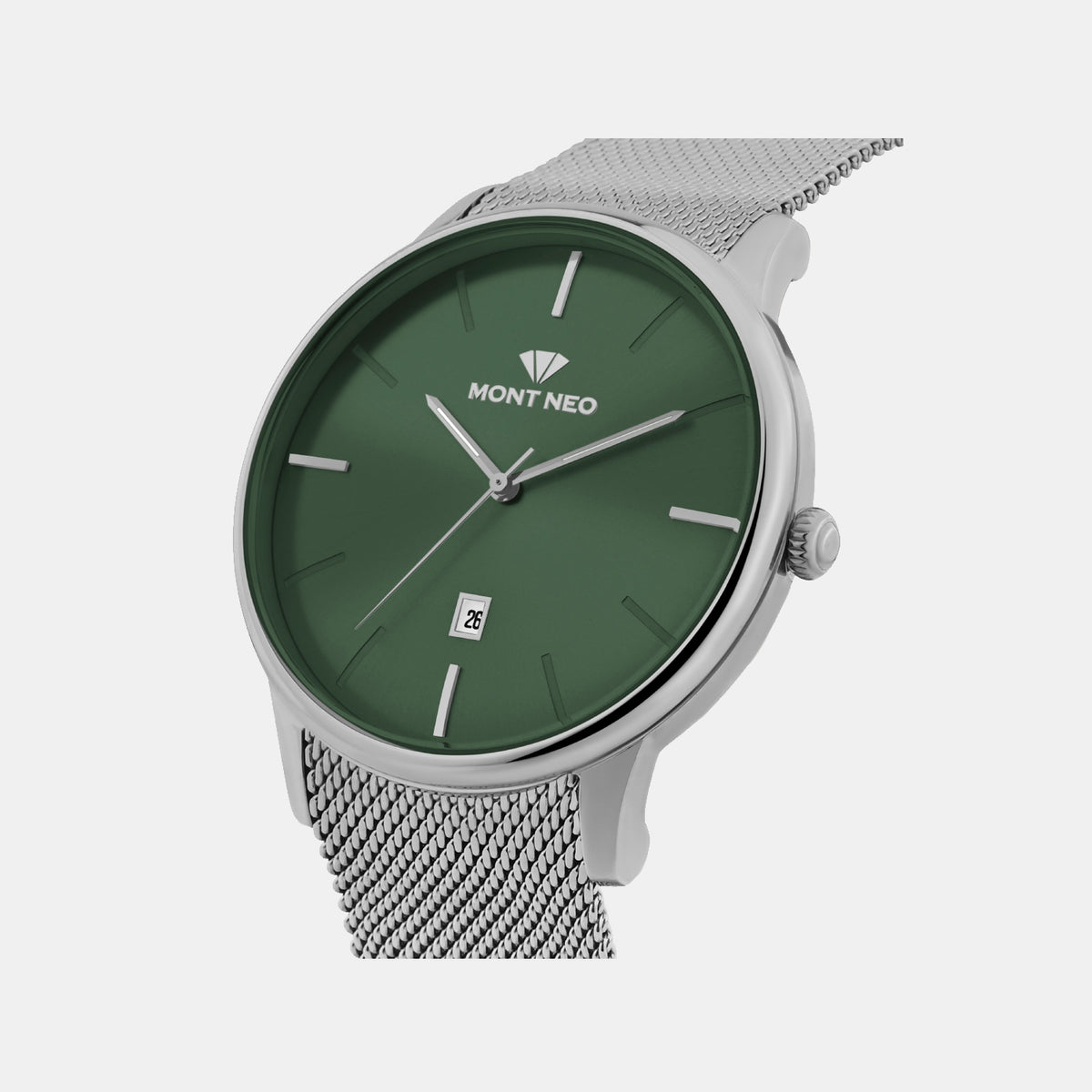 Men Quartz Green Dial Analog Stainless Steel Watch G1052E-B1114