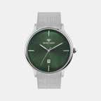 Men Quartz Green Dial Analog Mesh Watch G1052E-B1114