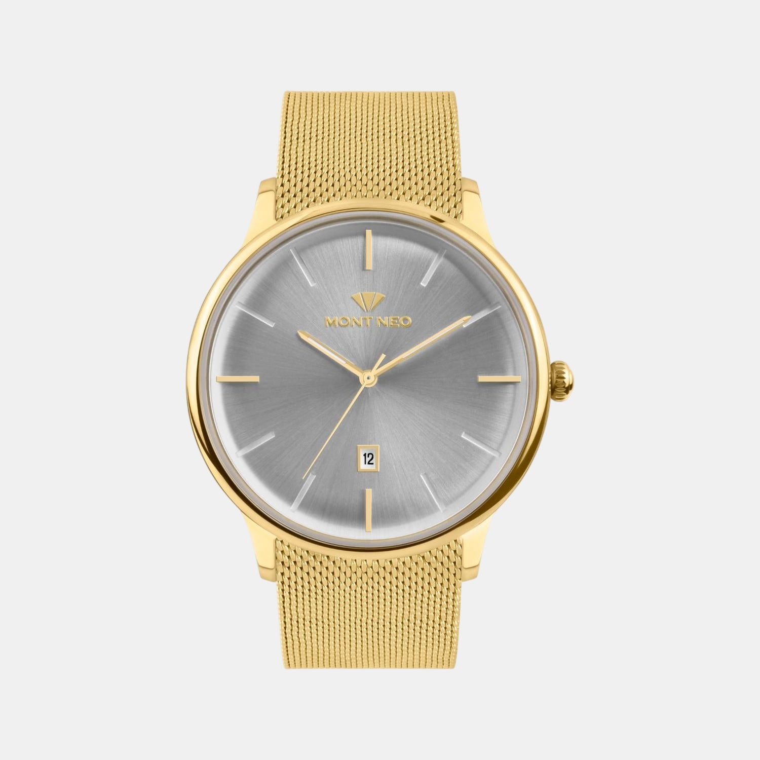 Men Quartz Silver Dial Analog Mesh Watch G1052E-B2203