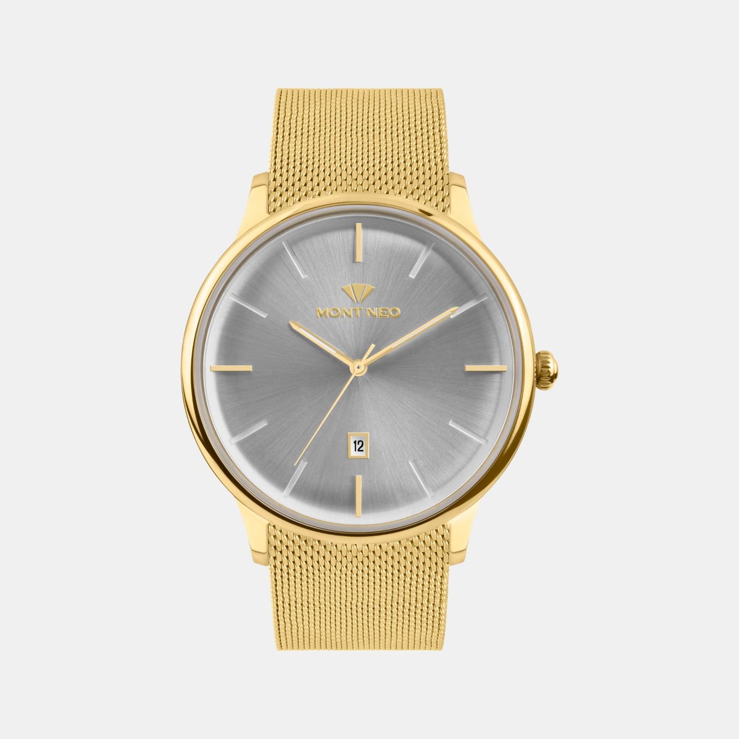 Mont Neo Men Quartz Silver Dial Analog Mesh Watch G1052E-B2203