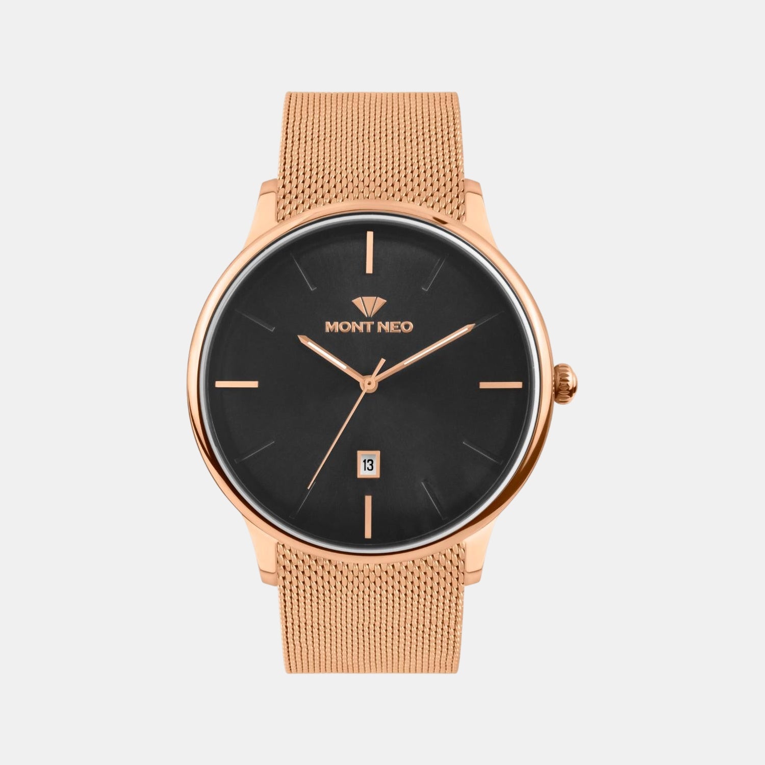 Men Quartz Black Dial Analog Mesh Watch G1052E-B3304