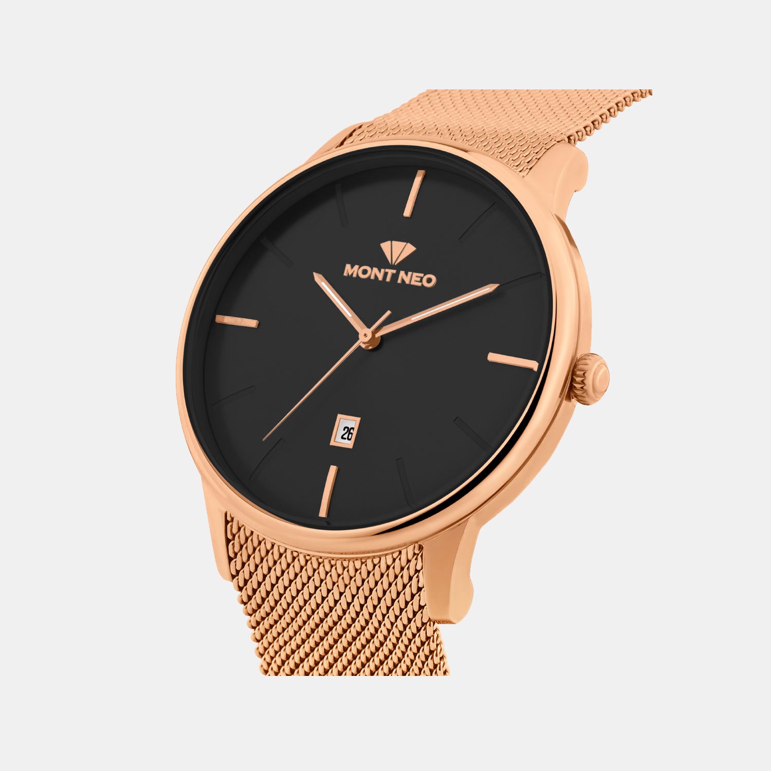 Men Quartz Black Dial Analog Mesh Watch G1052E-B3304