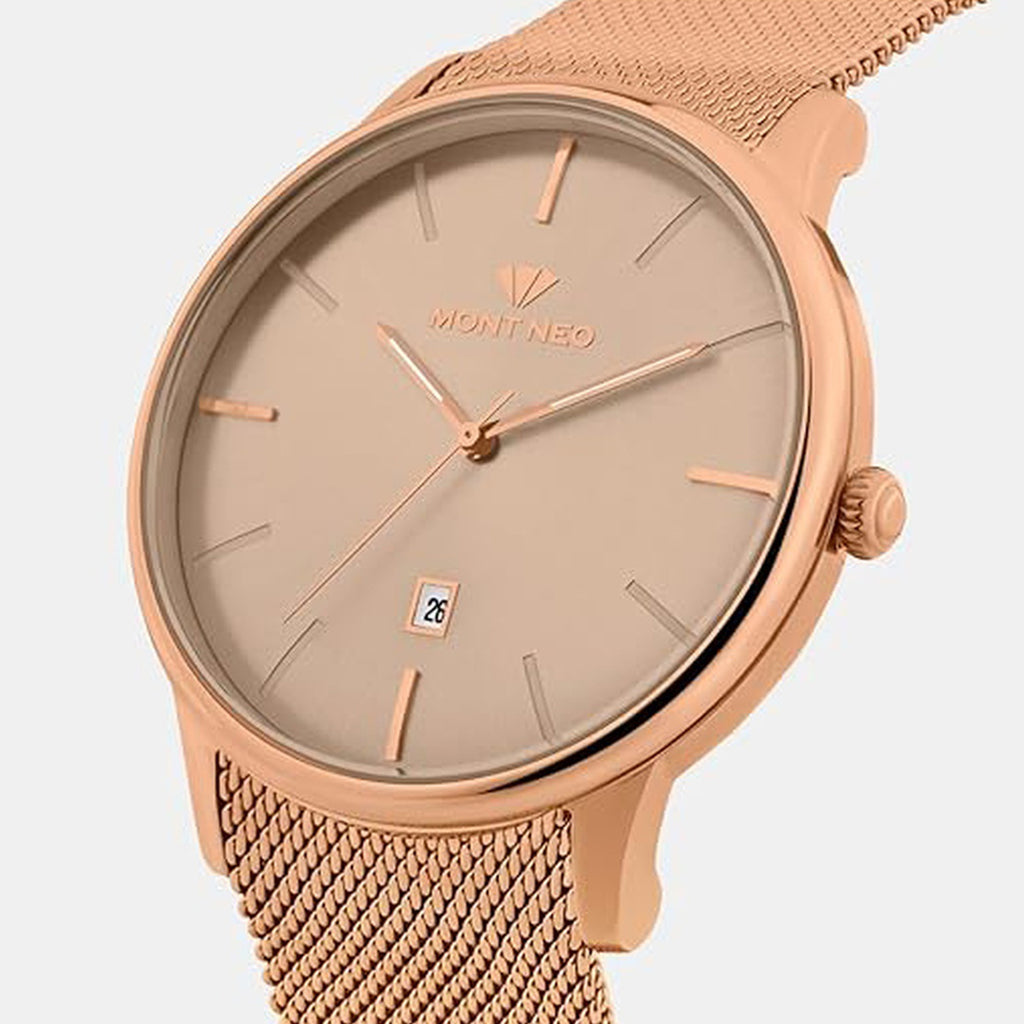 Men Quartz Rose Gold Dial Analog Stainless Steel Watch G1052E-B3307
