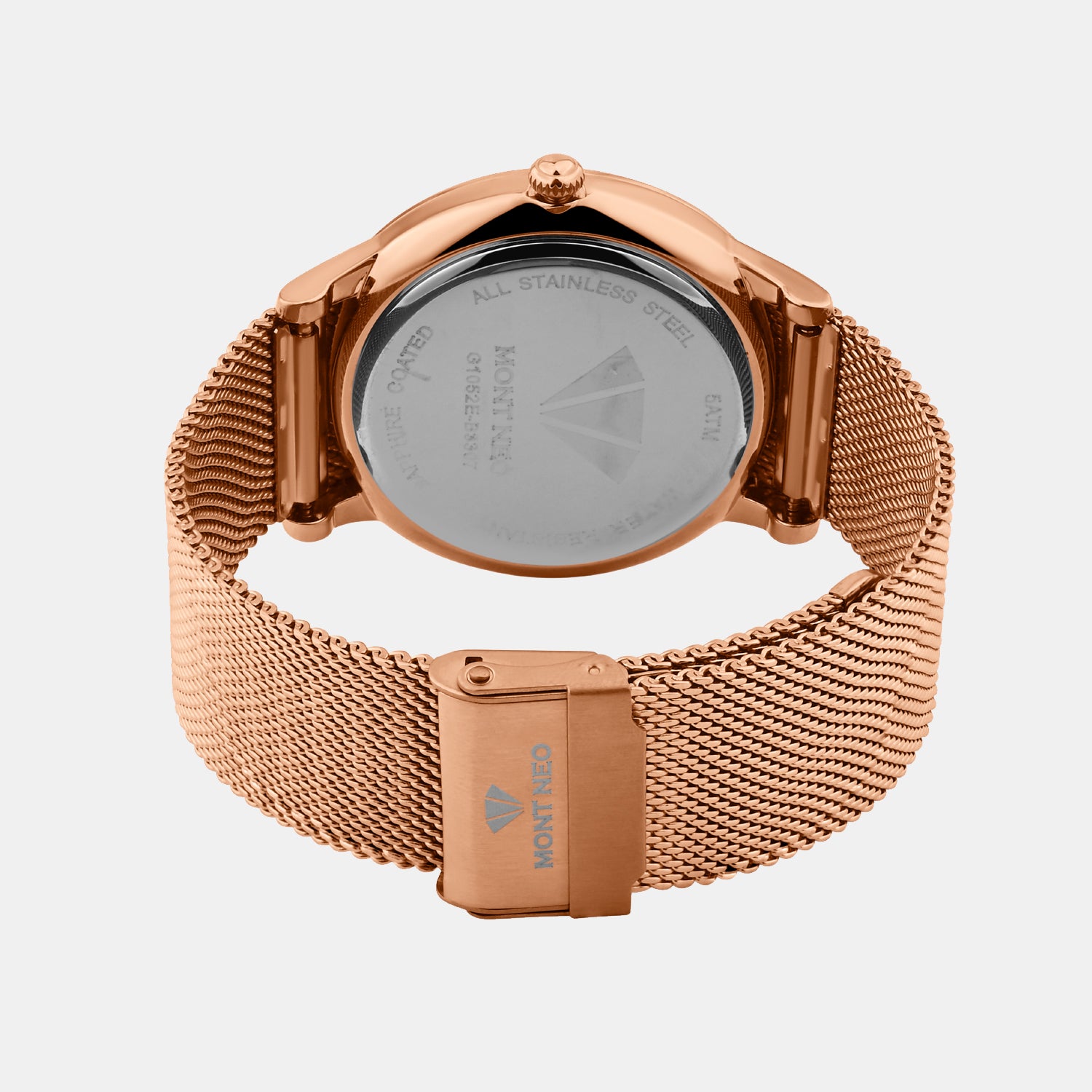 Men Quartz Rose Dial Analog Mesh Watch G1052E-B3307