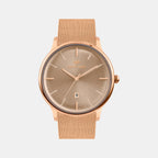 Men Quartz Rose Dial Analog Mesh Watch G1052E-B3307