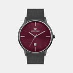 Men Quartz Red Dial Analog Stainless Steel Watch G1052E-B4412