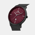 Men Quartz Red Dial Analog Mesh Watch G1052E-B4412