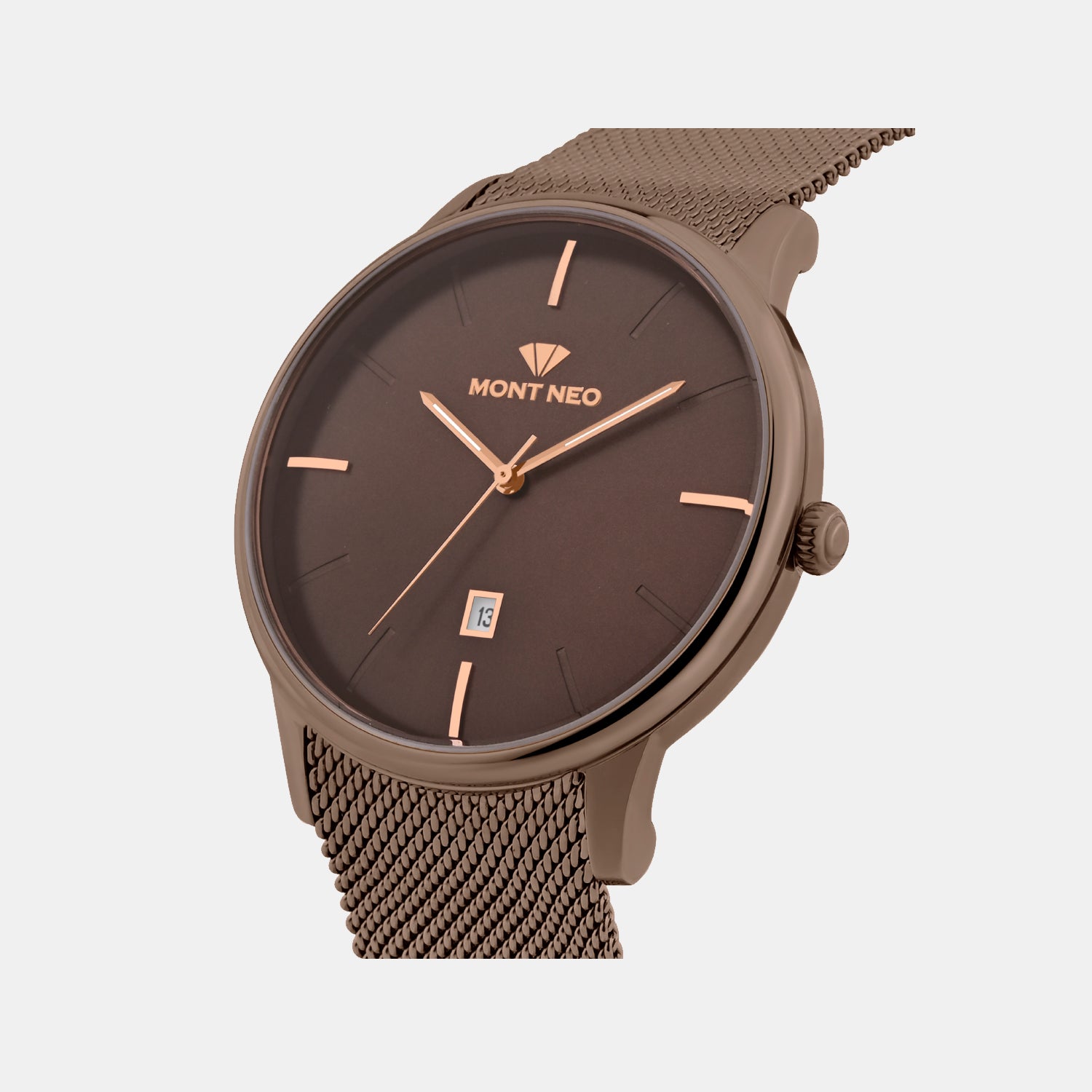 Men Quartz Brown Dial Analog Mesh Watch G1052E-B6606