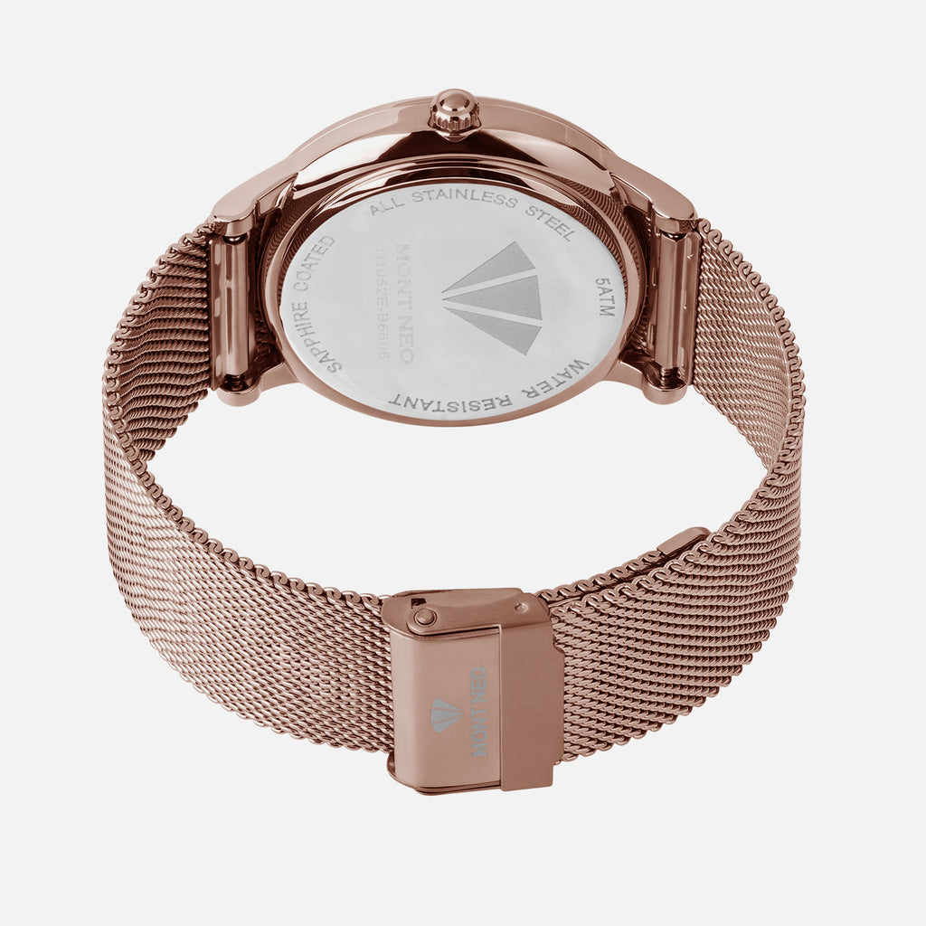 Men Quartz Brown Dial Analog Mesh Watch G1052E-B6606