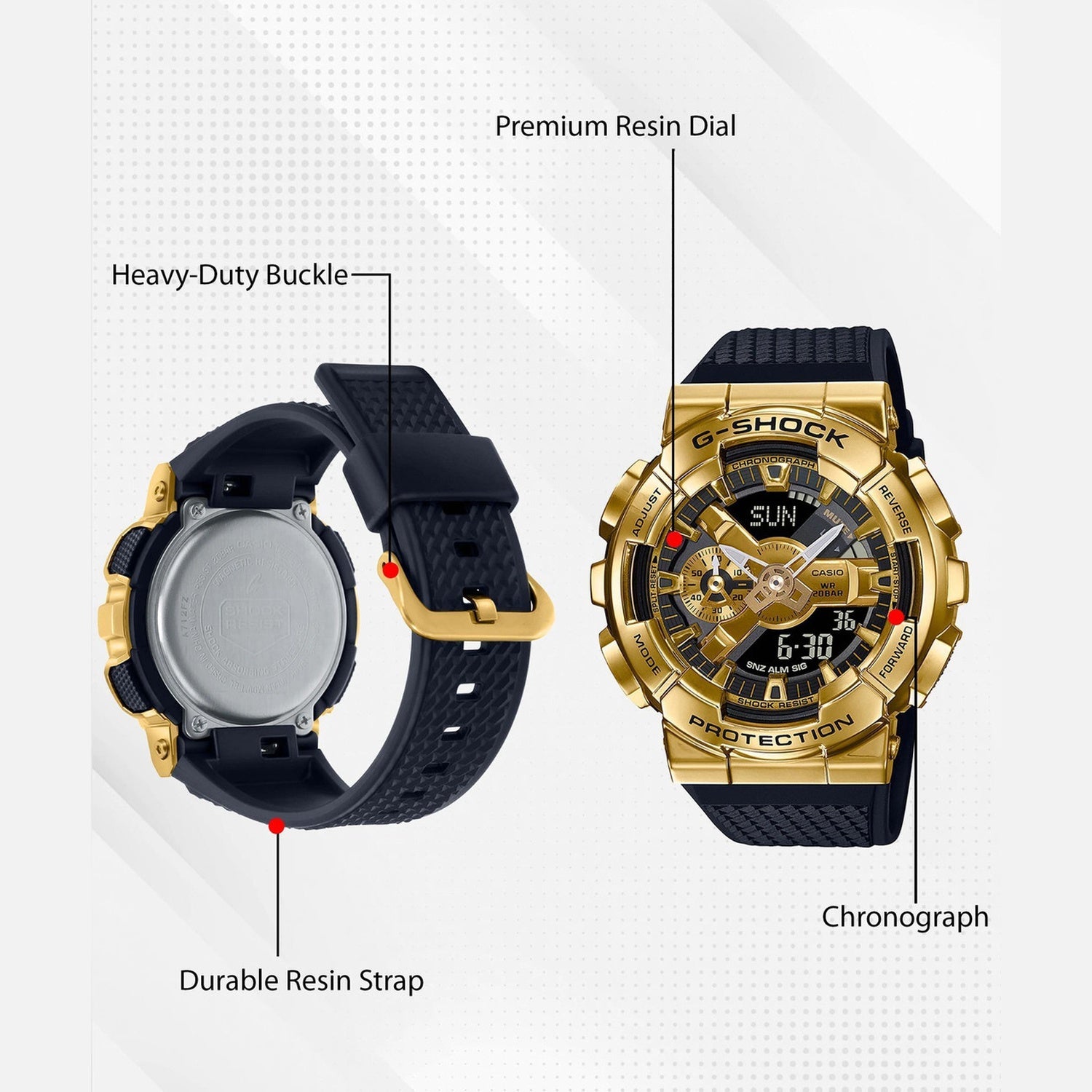 G-Shock Men Quartz Gold Dial Analog-Digital Resin Watch G1053