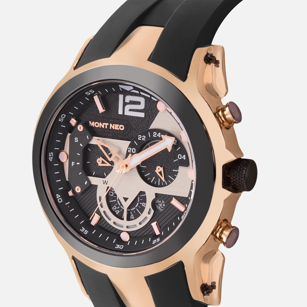 Men Quartz Black Dial Multi-Function Silicone Watch G1059C-P3404
