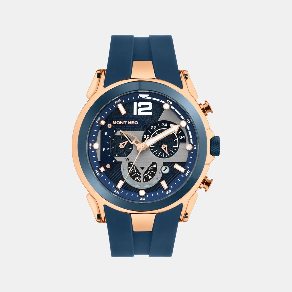 Men Quartz Blue Dial Chronograph Silicone Watch G1059C-P3505