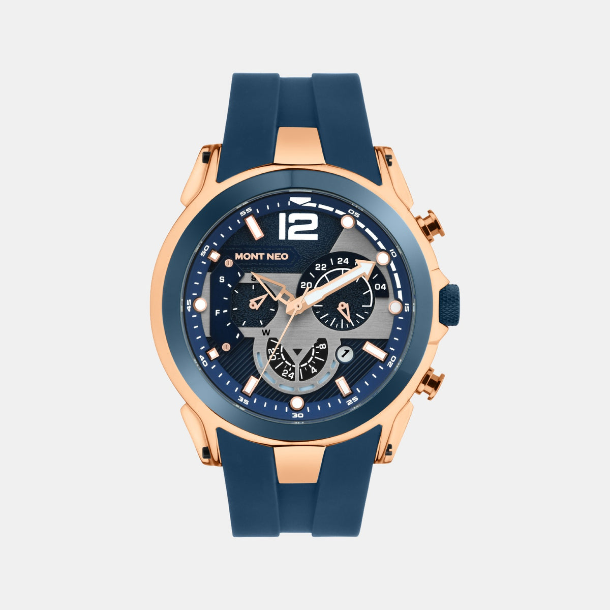 Men Quartz Blue Dial Chronograph Silicone Watch G1059C-P3505
