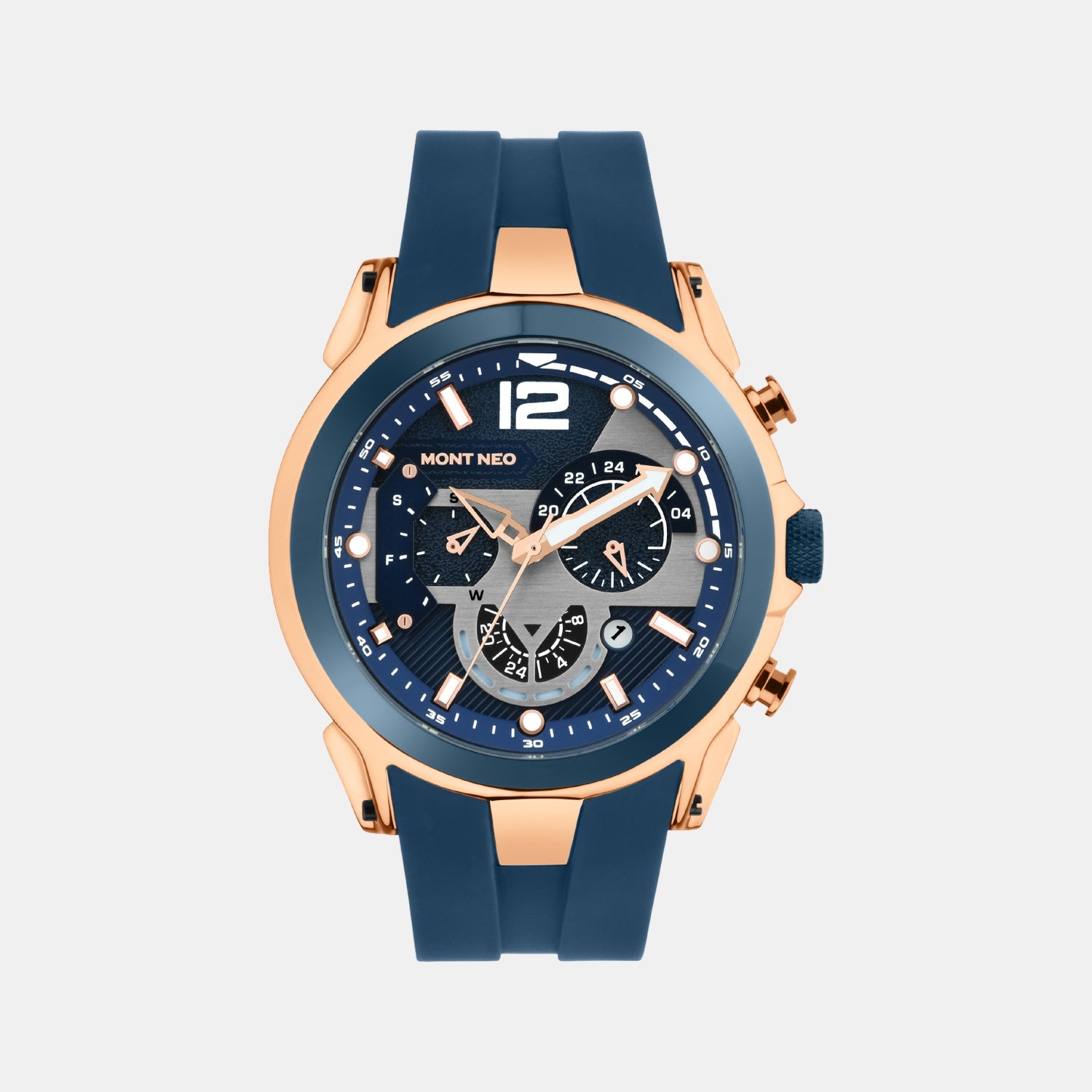 Men Quartz Blue Dial Chronograph Silicone Watch G1059C-P3505