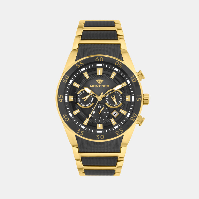 Men Quartz Black Dial Multi-Function Metal Watch G1062M-M2404