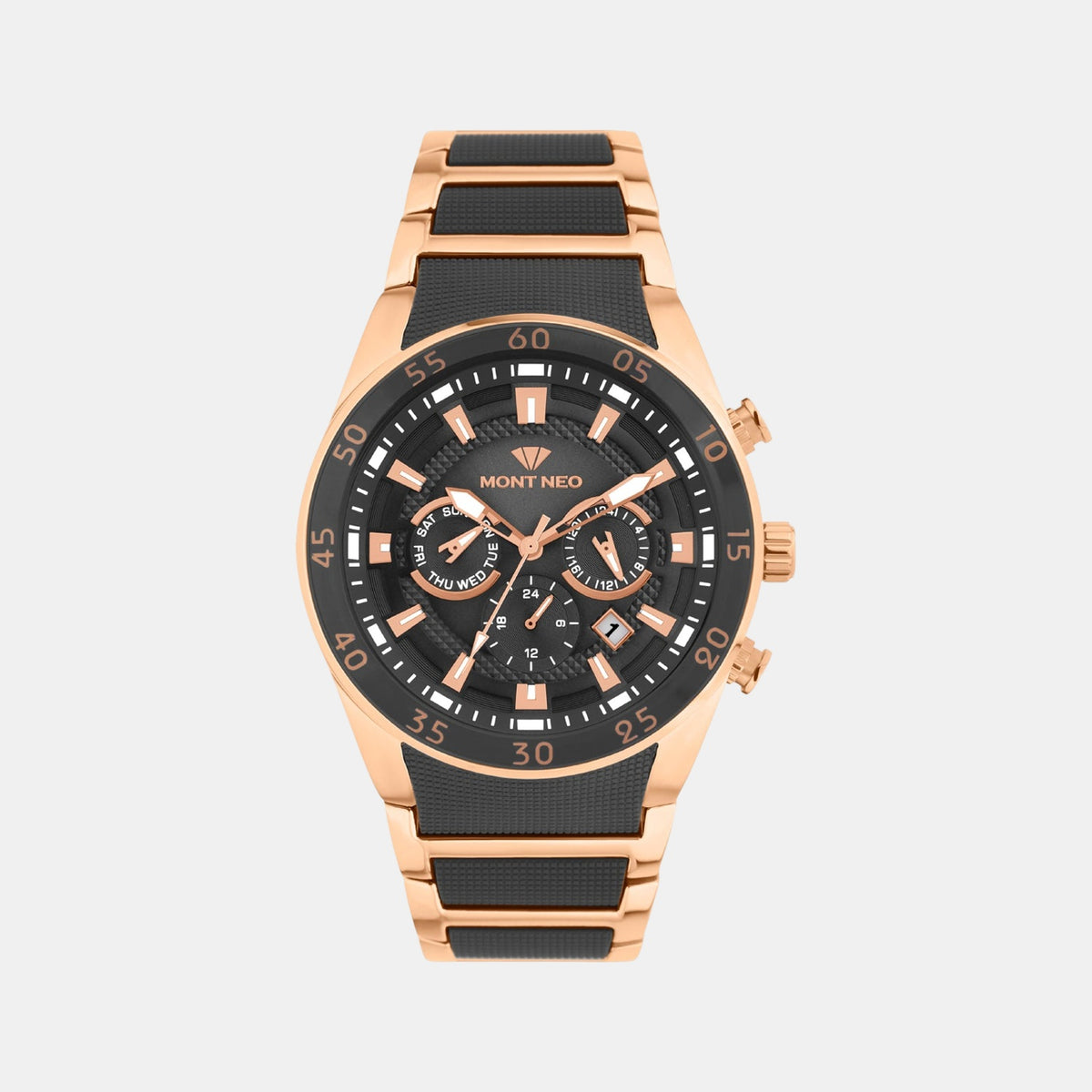 Men Quartz Black Dial Multi-Function Metal Watch G1062M-M3404