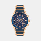 Men Quartz Blue Dial Multi-Function Metal Watch G1062M-M3505