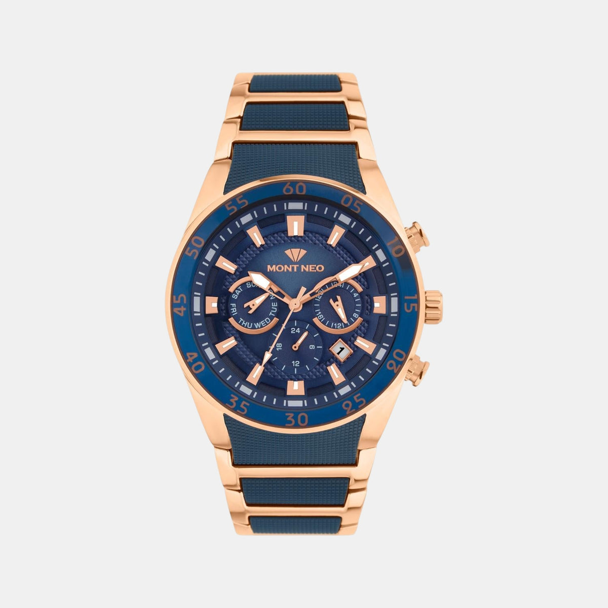Men Quartz Blue Dial Multi-Function Metal Watch G1062M-M3505