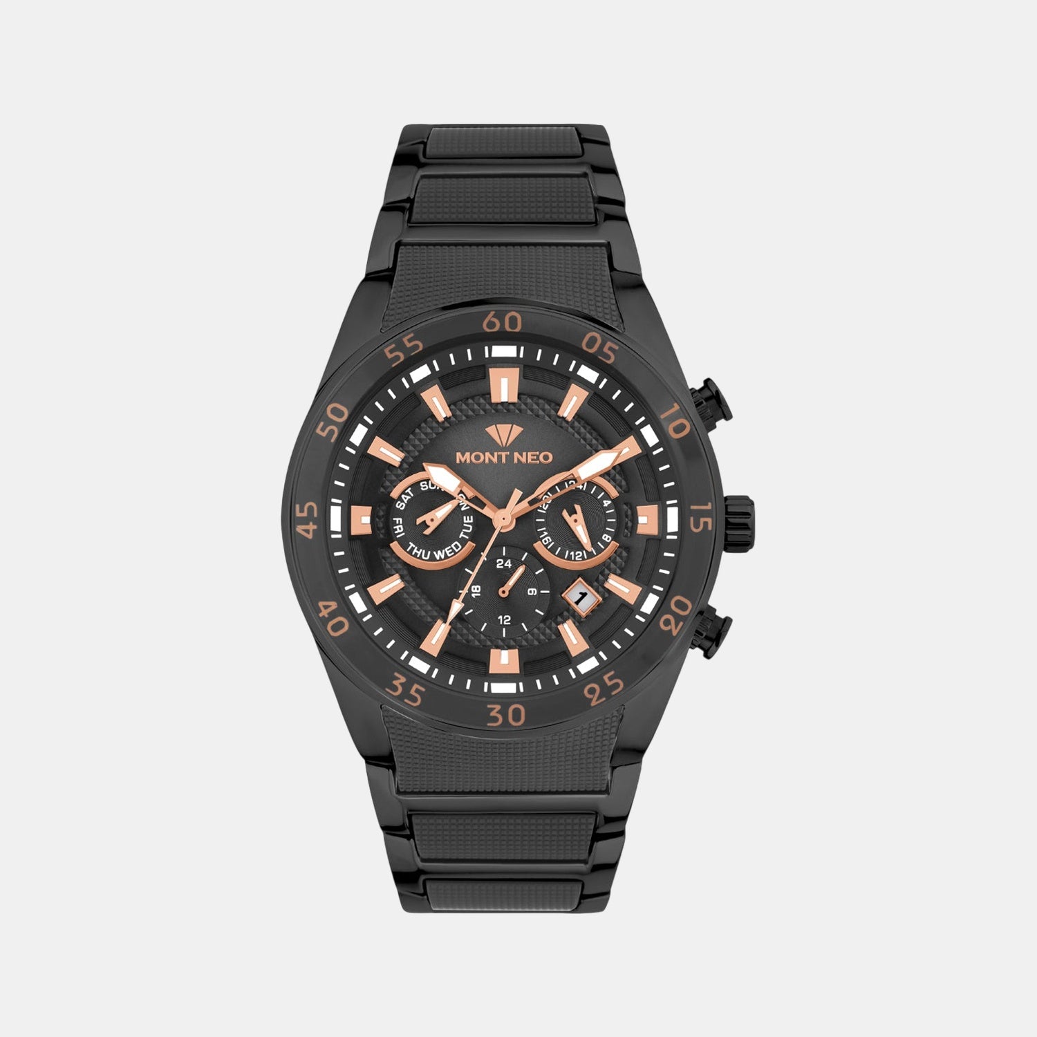 Men Quartz Black Dial Multi-Function Metal Watch G1062M-M4404