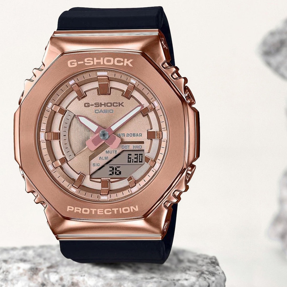 G-Shock Women Quartz Rose Gold Dial Analog-Digital Resin Watch G1165