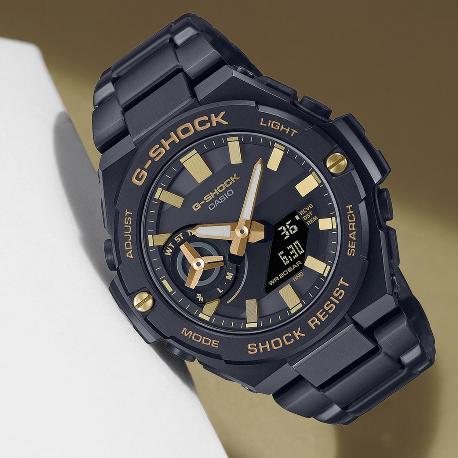 G-Shock Men Quartz Black Dial Analog-Digital Stainless Steel Watch G1275