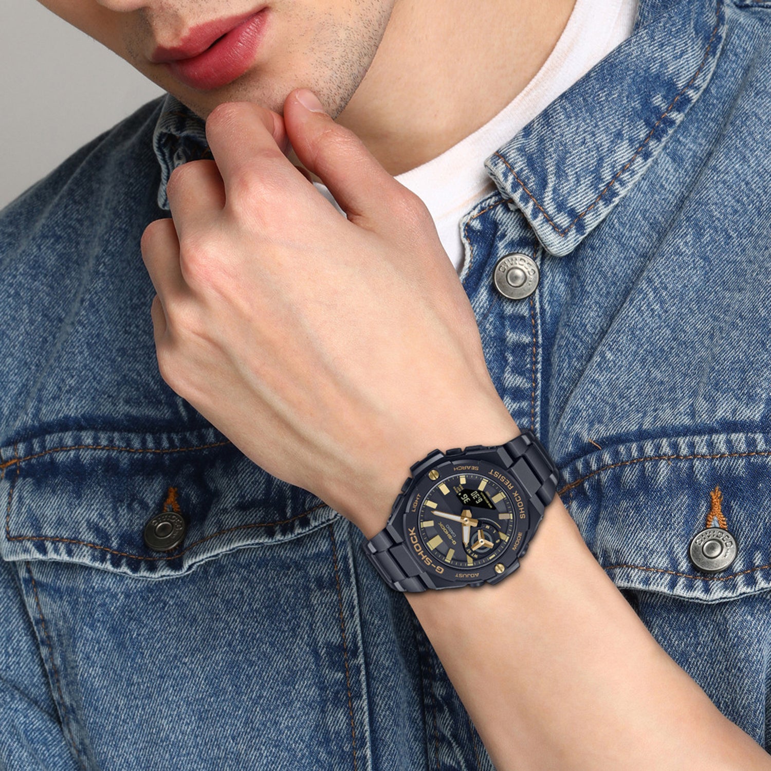 G-Shock Men Quartz Black Dial Analog-Digital Stainless Steel Watch G1275