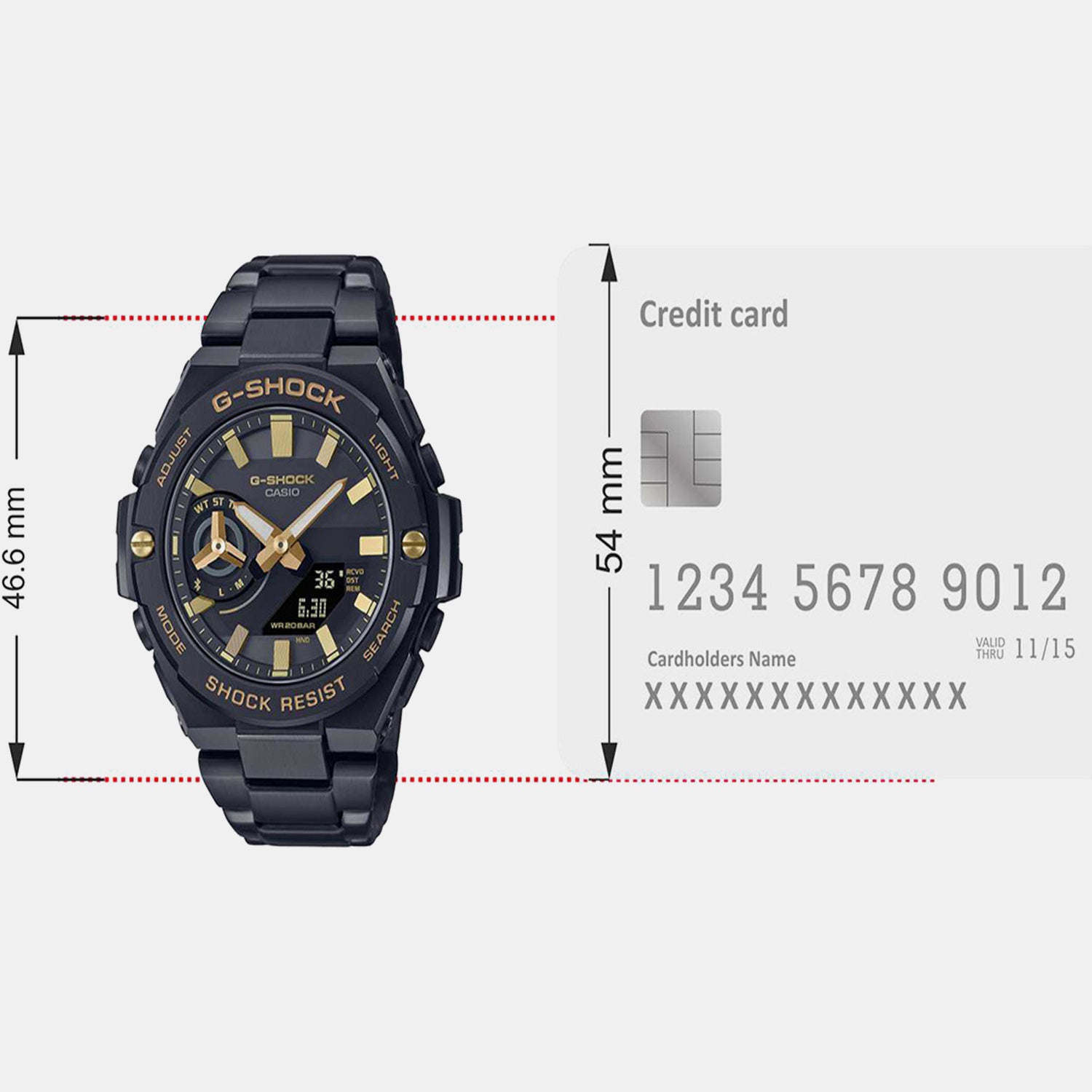 G-Shock Men Quartz Black Dial Analog-Digital Stainless Steel Watch G1275