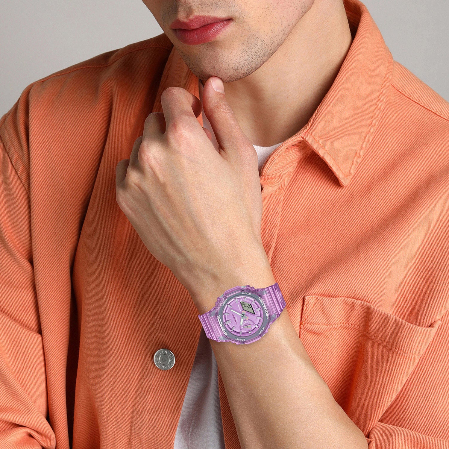 G-Shock Men Quartz Purple Dial Analog-Digital Resin Watch G1290