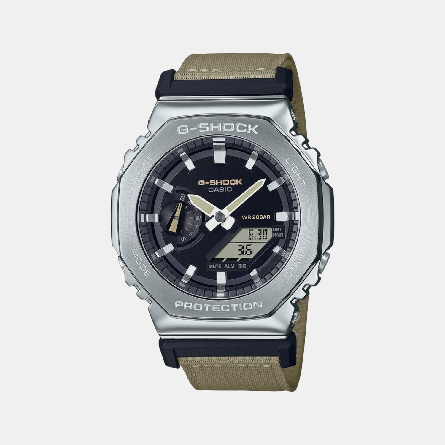 G-Shock Men Quartz Grey Dial Analog-Digital Fabric Watch G1372