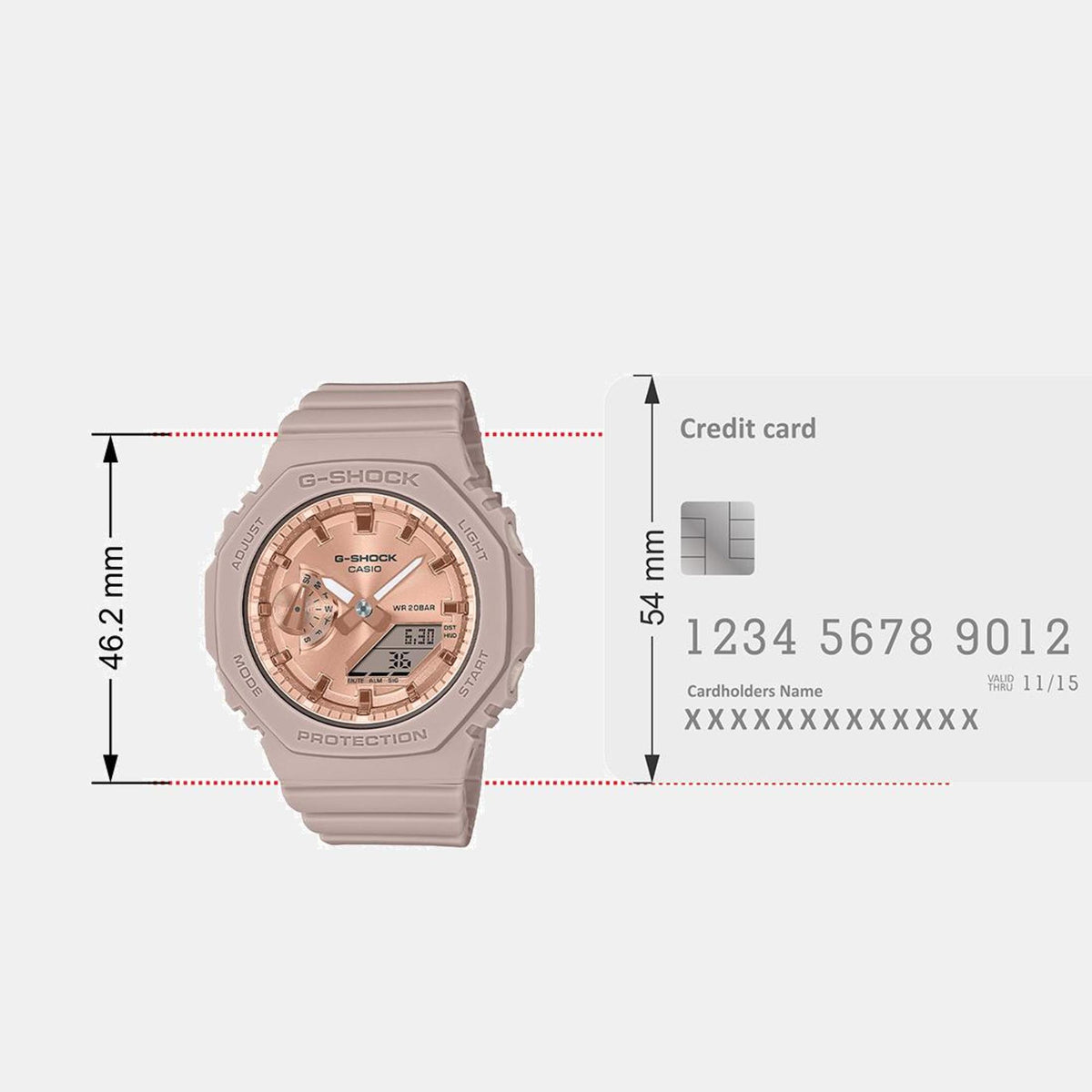 G-Shock Women Quartz Rose Gold Dial Analog-Digital Resin Watch G1460