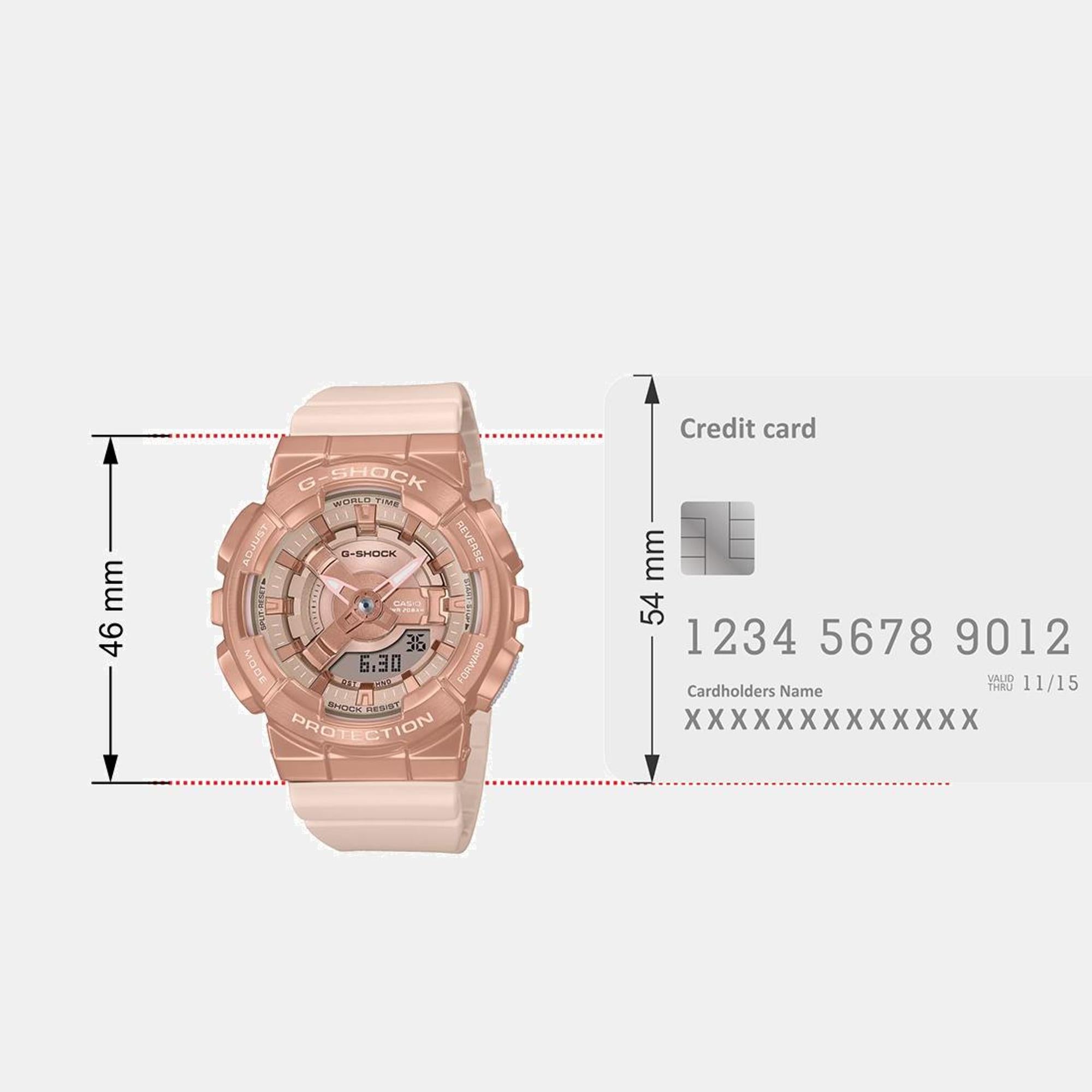 G-Shock Women Quartz Rose Gold Dial Analog-Digital Resin Watch G1462