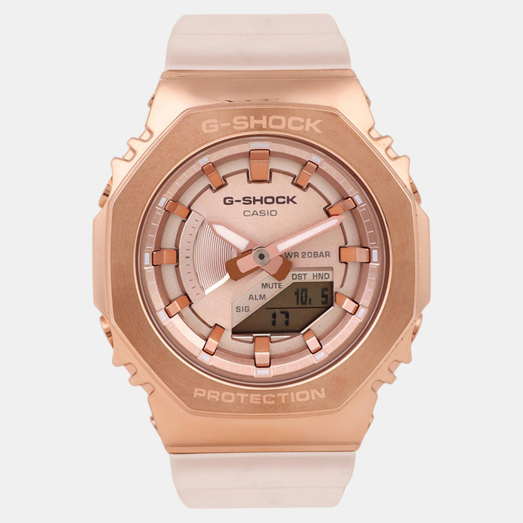 G-Shock Women Quartz Rose Gold Dial Analog-Digital Resin Watch G1463