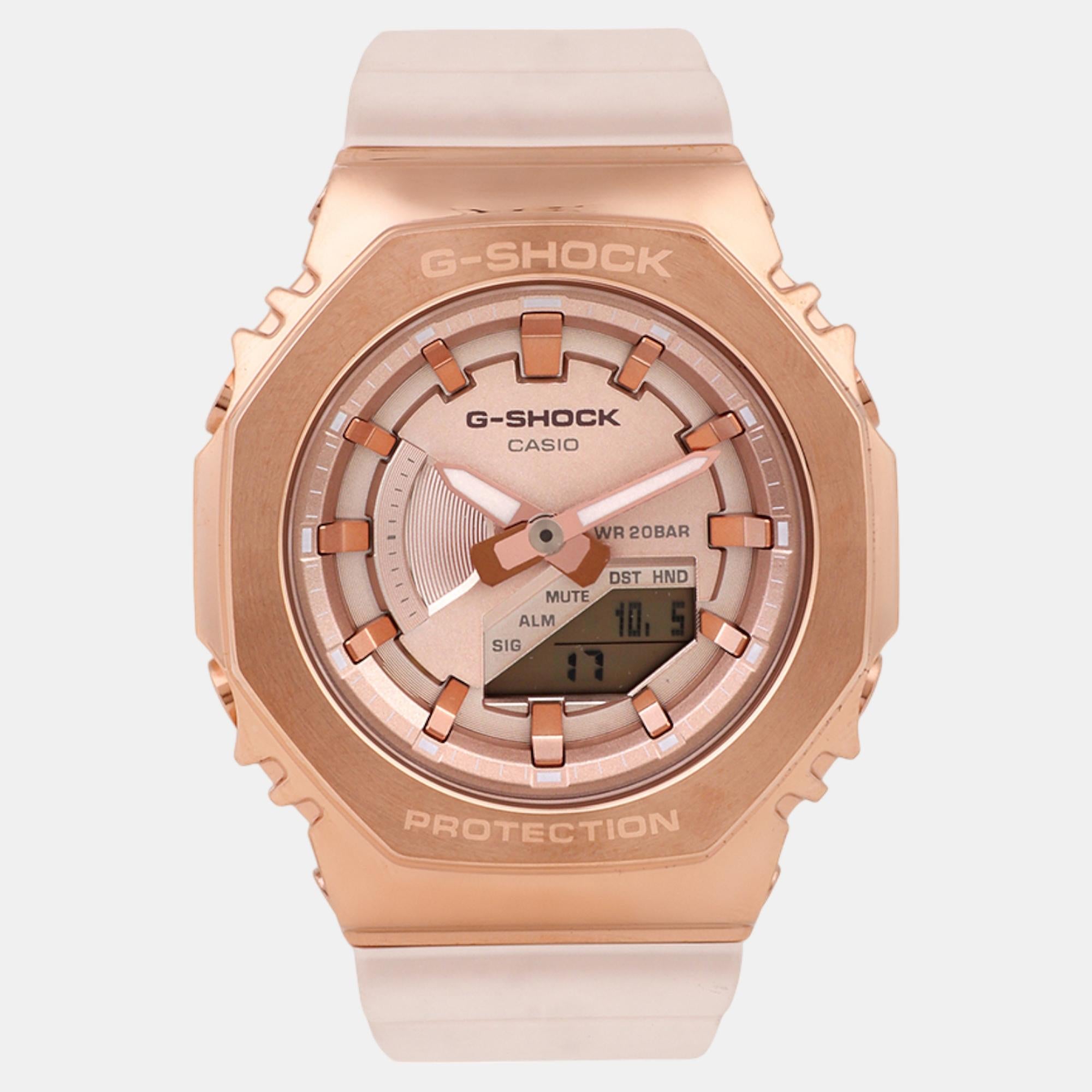 G-Shock Women Quartz Rose Gold Dial Analog-Digital Resin Watch G1463