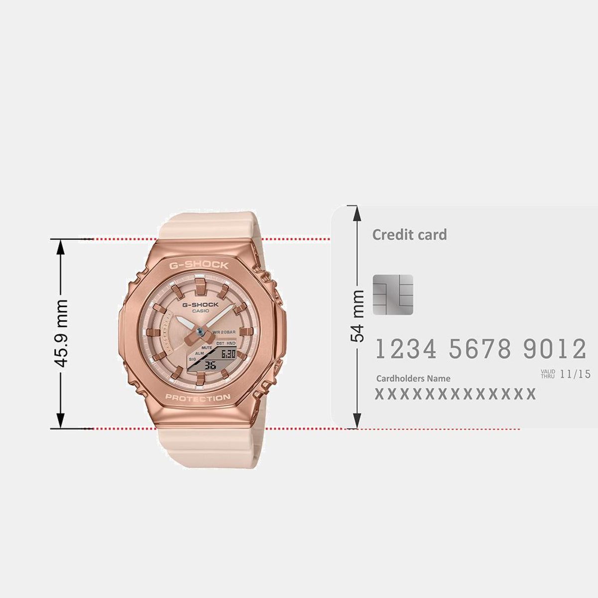 G-Shock Women Quartz Rose Gold Dial Analog-Digital Resin Watch G1463
