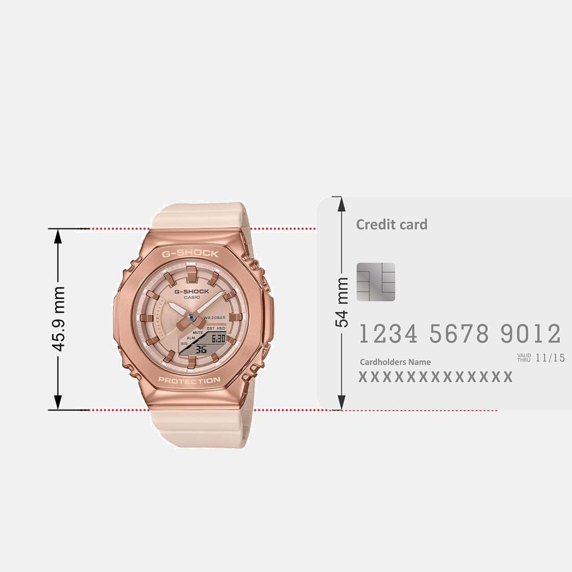 G-Shock Women Quartz Rose Gold Dial Analog-Digital Resin Watch G1463