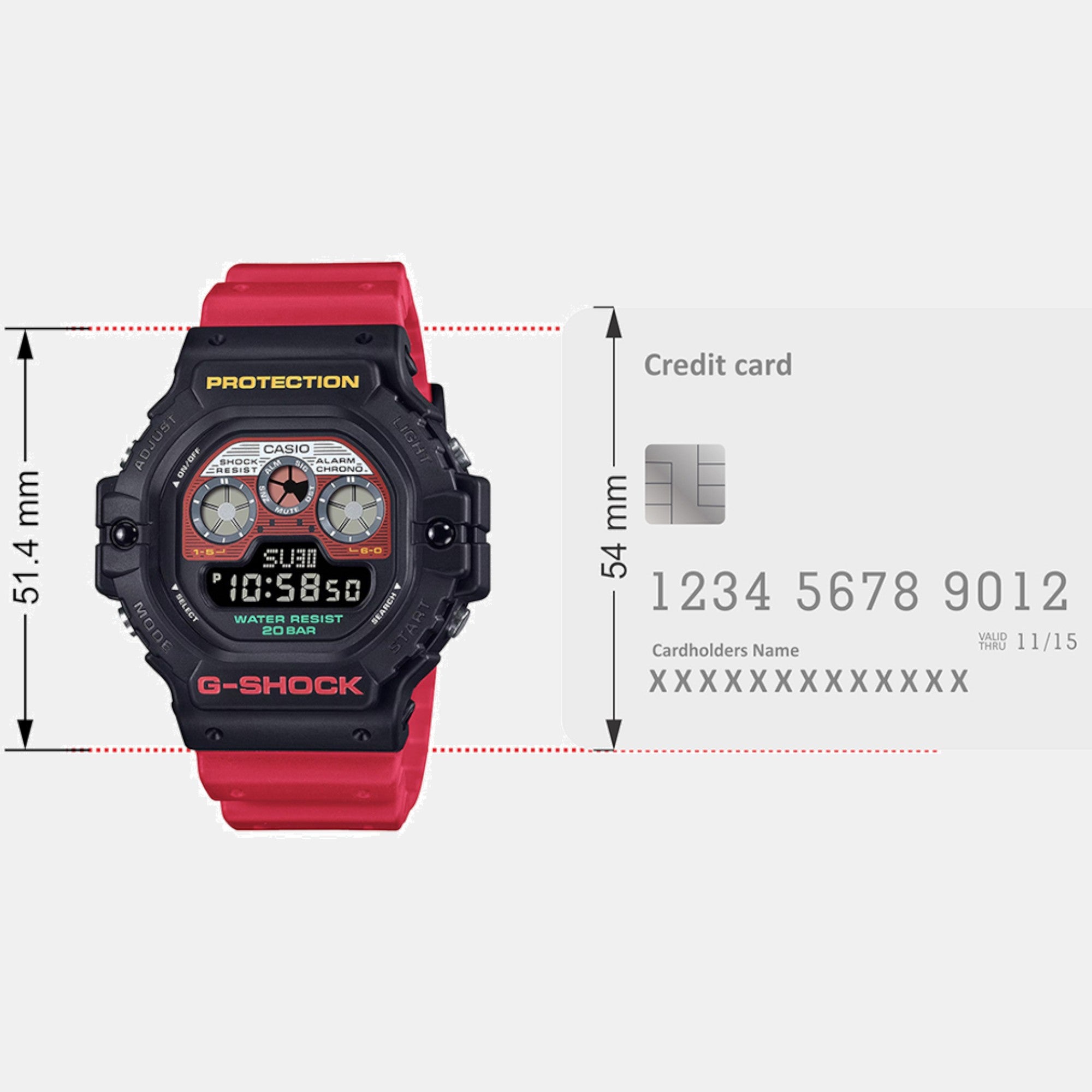 G-Shock Men Quartz Two Tone Dial Digital Resin Watch G1508