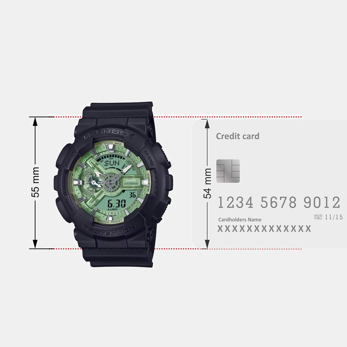 G-Shock Men Quartz Green Dial Analog-Digital Resin Watch G1519