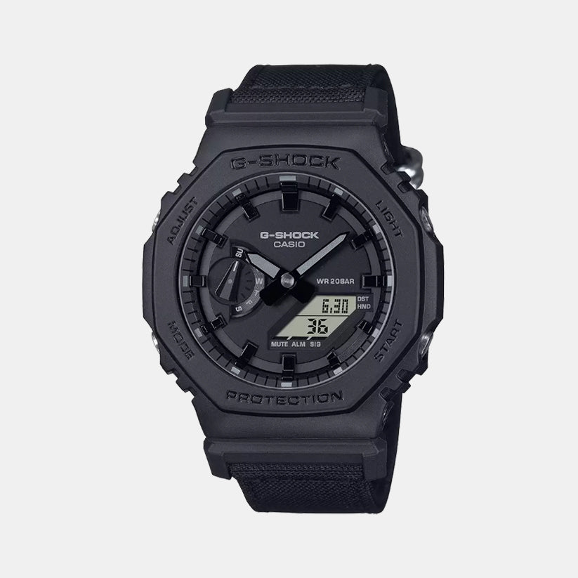 G-Shock Men Quartz Black Dial Analog-Digital Fabric Watch G1524