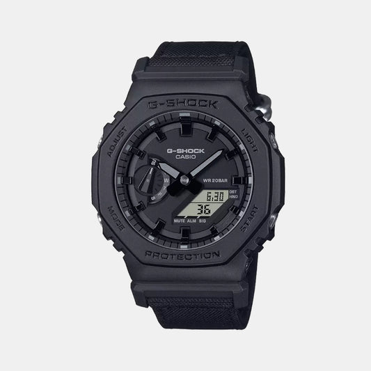 G-Shock Men Quartz Black Dial Analog-Digital Fabric Watch G1524