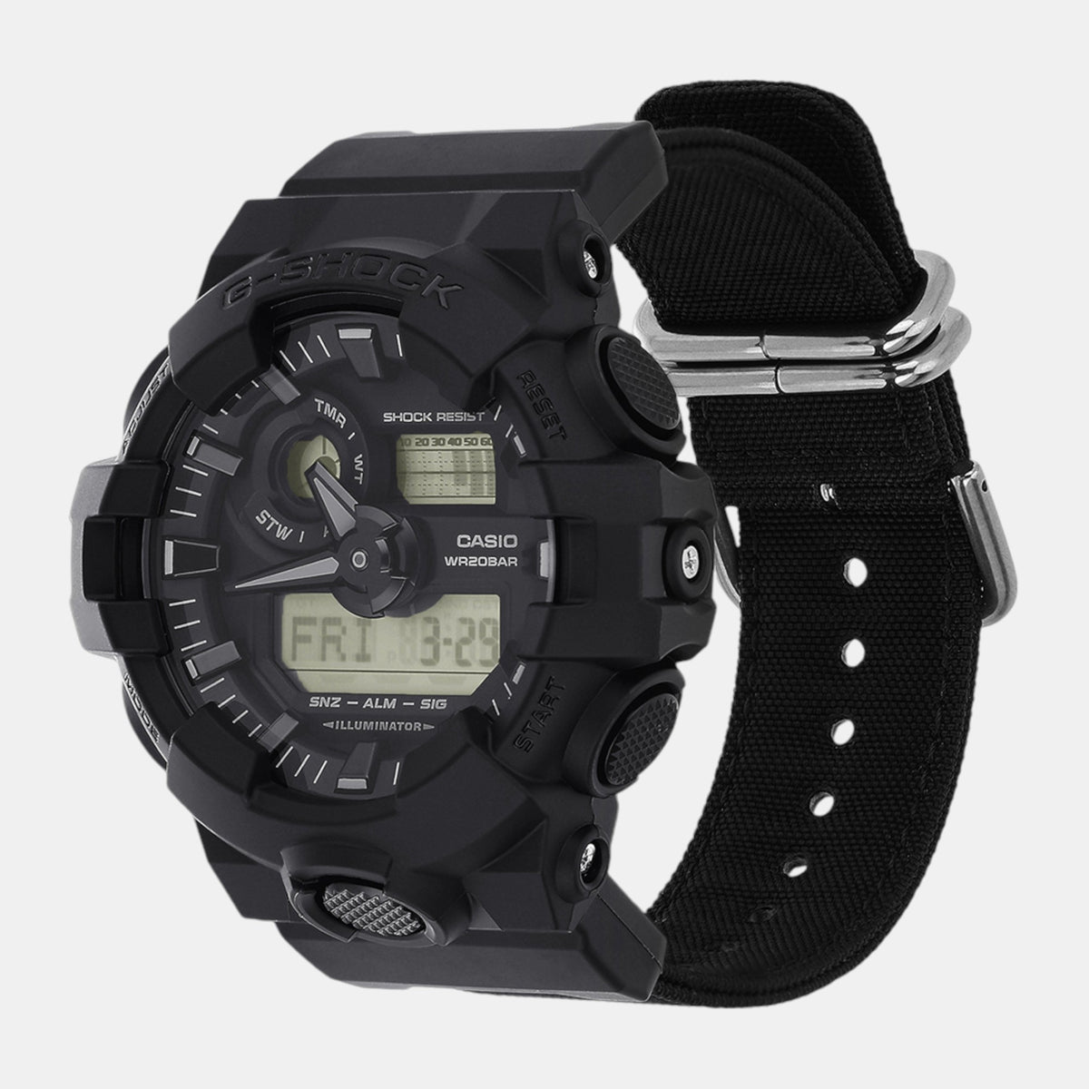 G-Shock Men Quartz Black Dial Analog-Digital Fabric Watch G1525