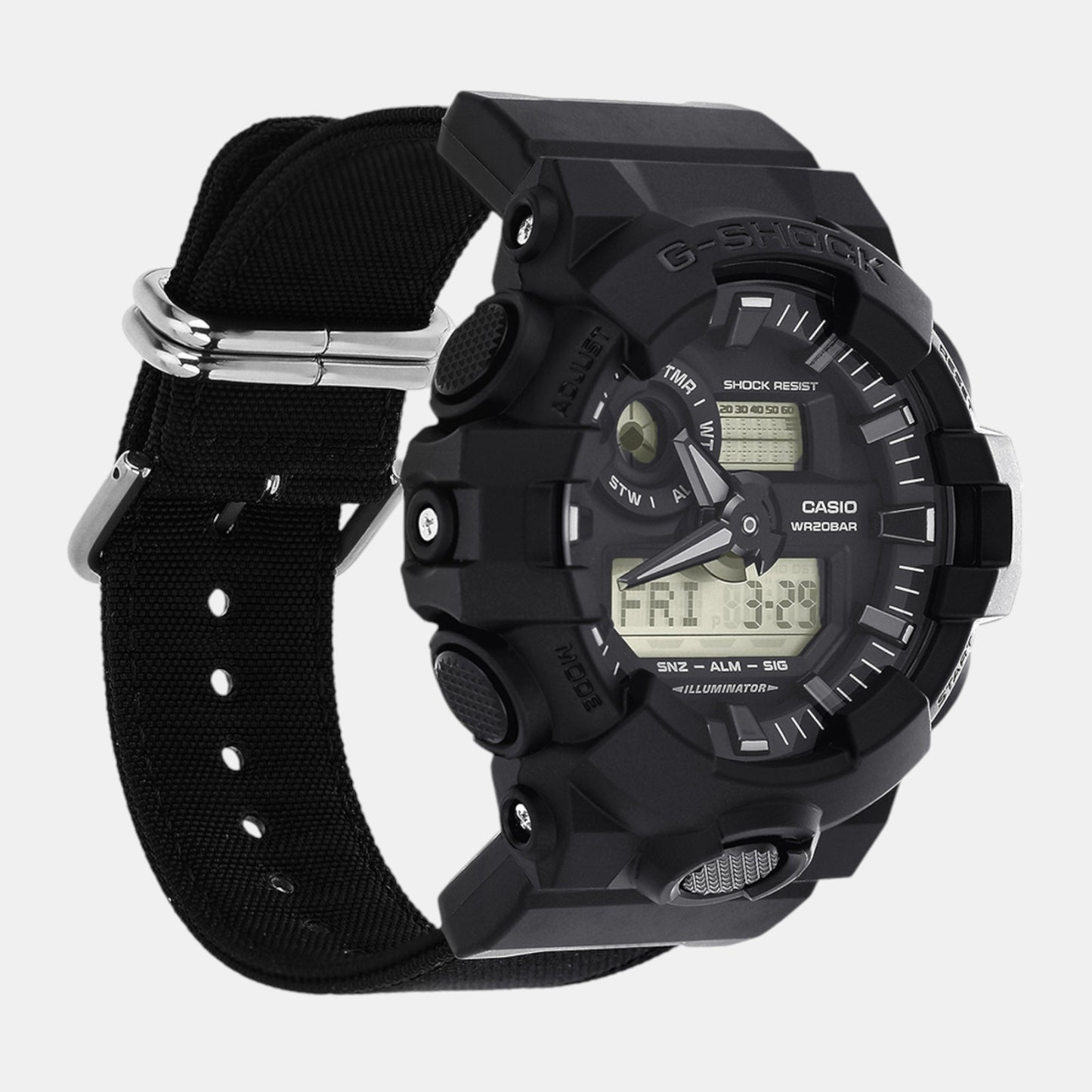 G-Shock Men Quartz Black Dial Analog-Digital Fabric Watch G1525