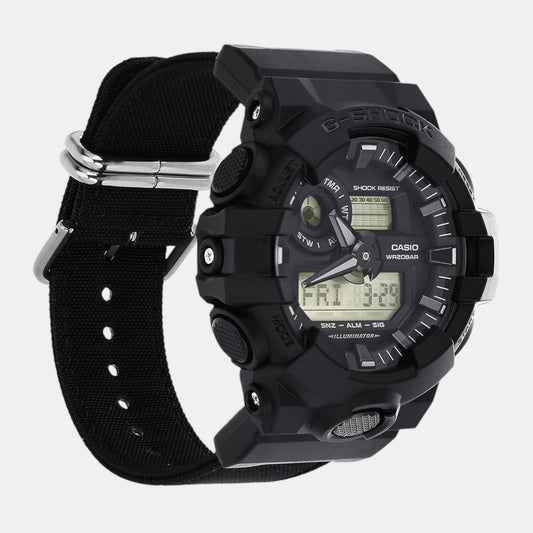 G-Shock Men Quartz Black Dial Analog-Digital Fabric Watch G1525