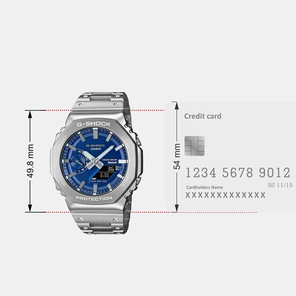 G-Shock Men Solar Blue Dial Analog-Digital Stainless Steel Watch G1563