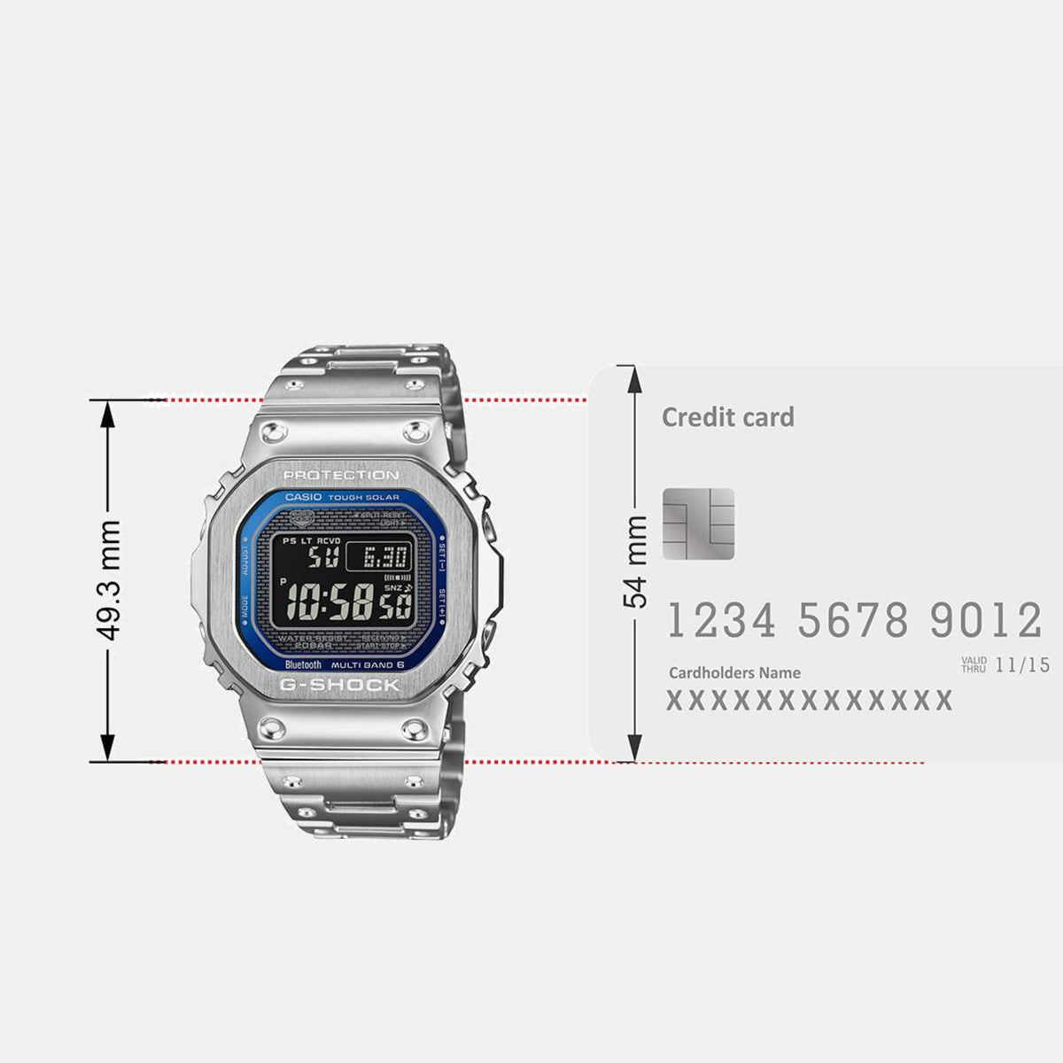 G-Shock Men Quartz Blue Dial Digital Stainless Steel Watch G1564