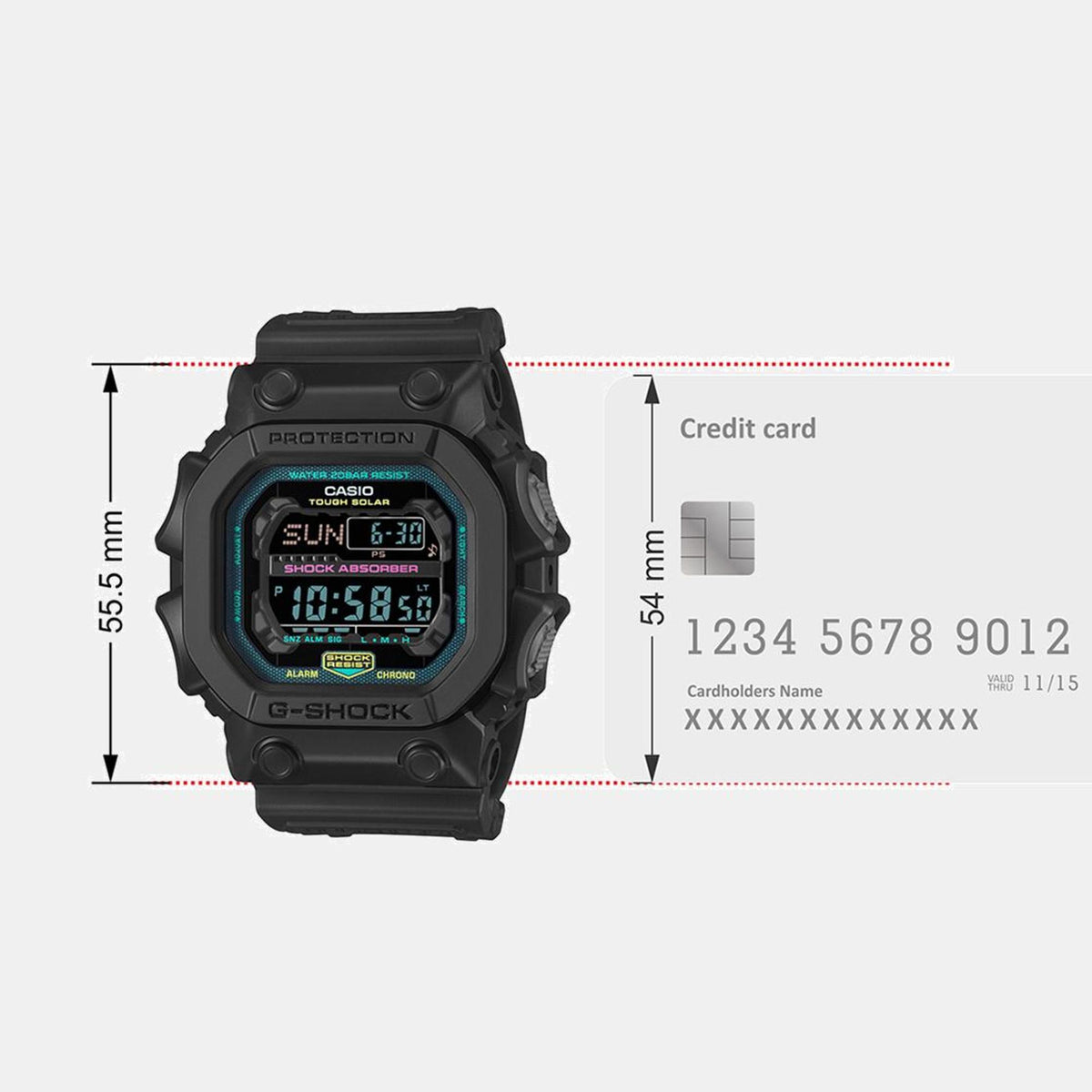 G-Shock Men Solar Black Dial Digital Resin Watch G1565
